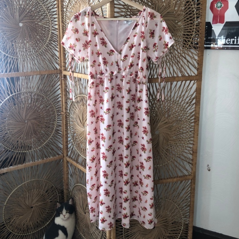 Madewell floral midi dress with ruffle detail